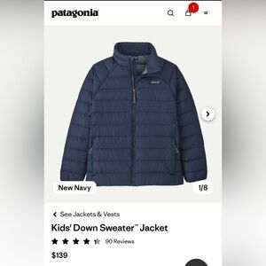 Patagonia Kids' Navy Down Sweater Jacket